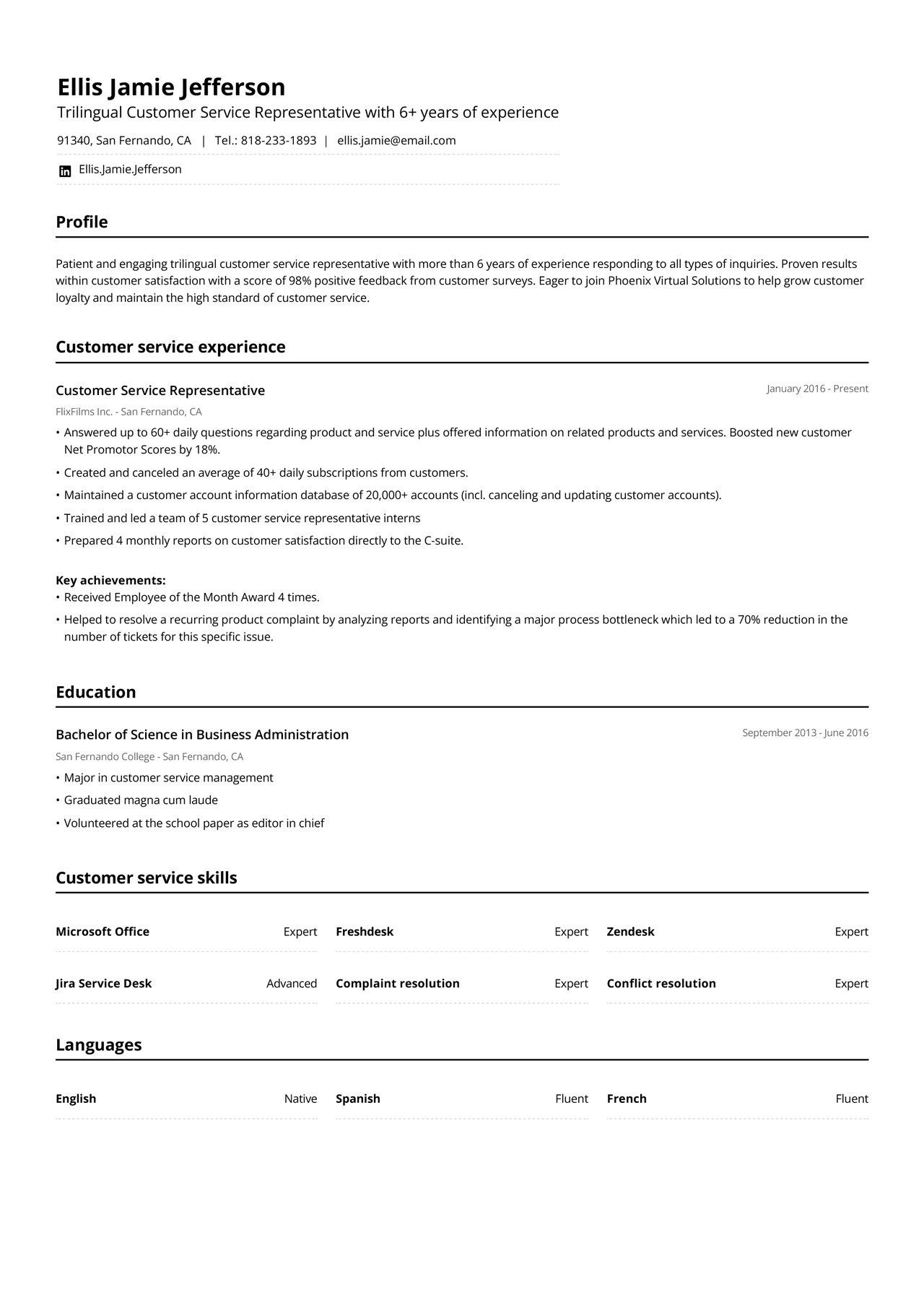 Customer Service Representative Resume Examples Jofibo