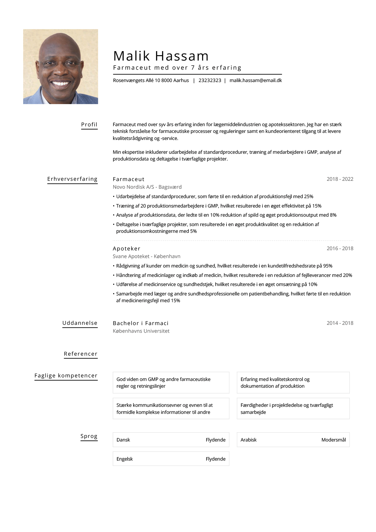 Eksempel på et CV som farmaceut