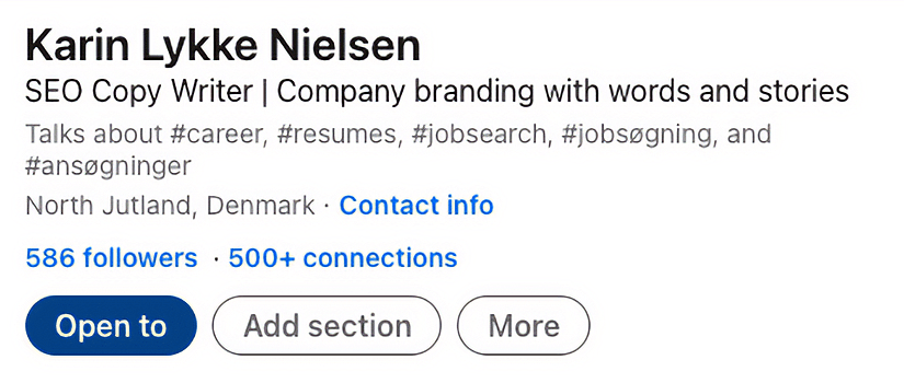 Screenshot of the Open to work feature on LinkedIn