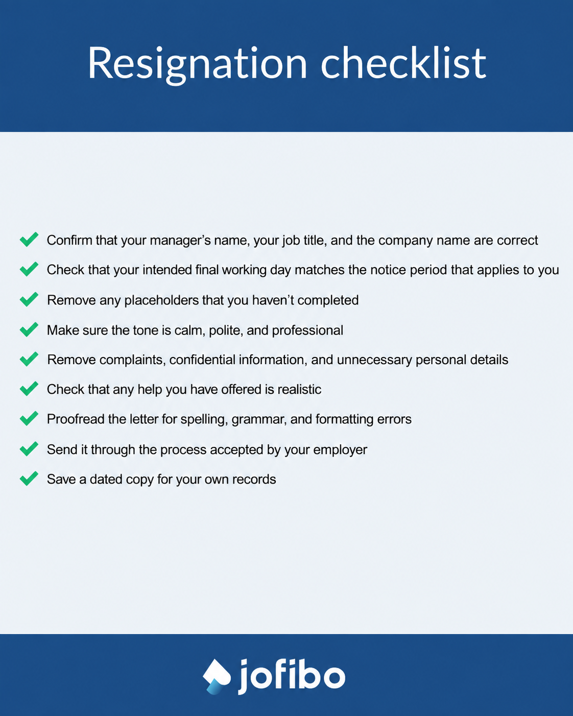 Checklist for your resignation letter